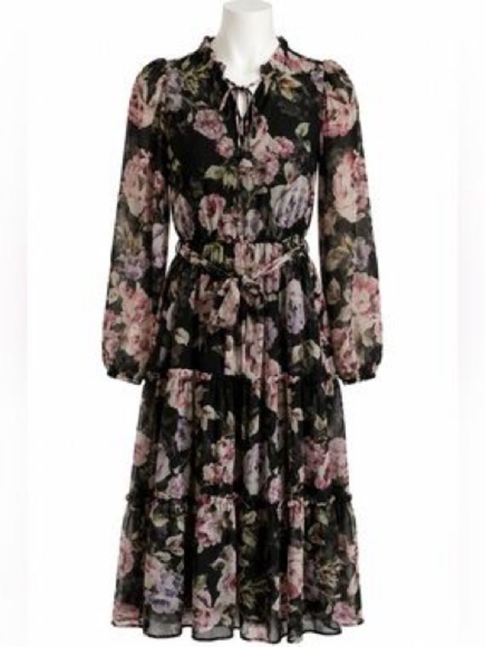 NWOT Floral Black and Pink Women's Dress